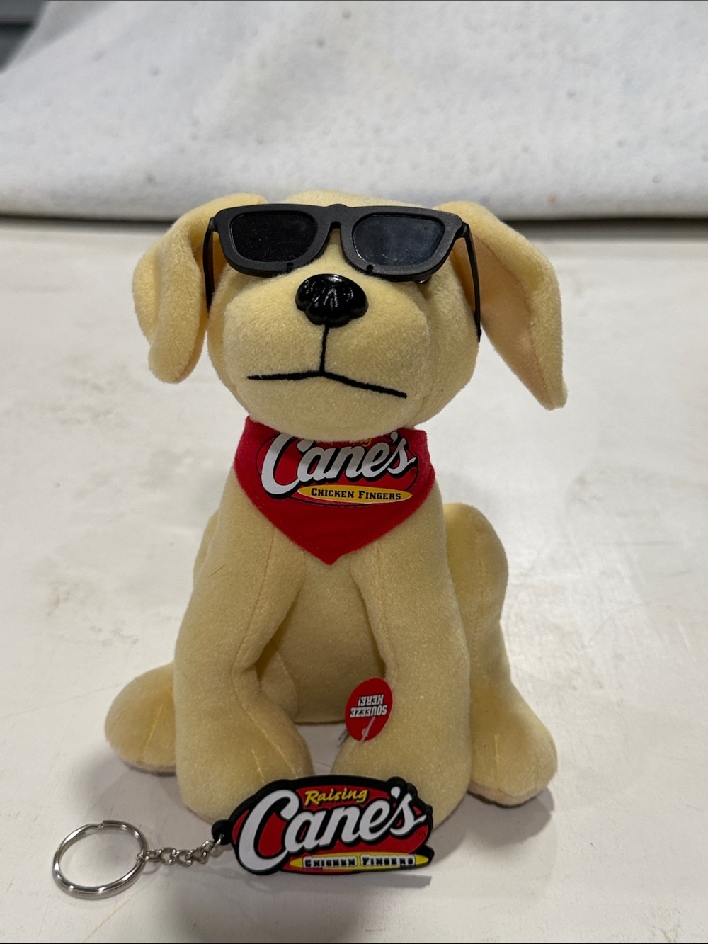Raising Yellow Plush Dog Keychain with Sunglasses - Brand - Picture 2 of 2
